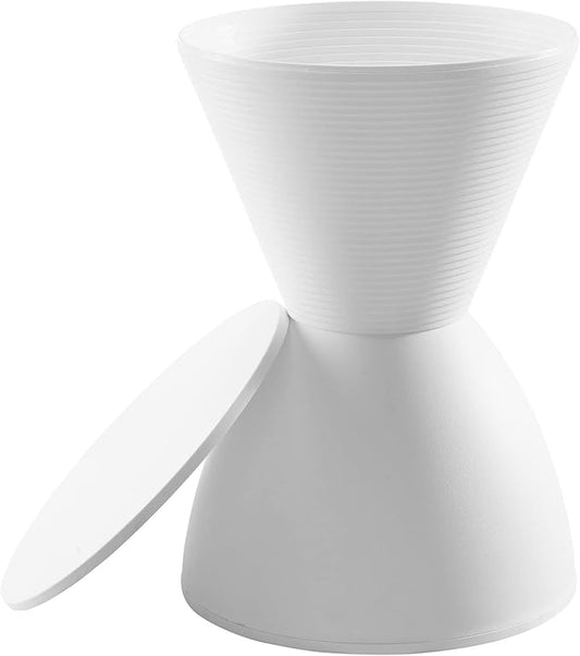 Hawthorne Collections 17" Plastic Storage Stool, White Finish, 12"W x 12"D x 17"H, Durable Polypropylene, Indoor/Outdoor Use, Contemporary Side Table or Extra Seating with Hidden Storage Compartment