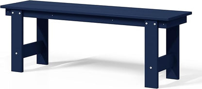 WestinTrends Ashore Outdoor HDPE 48" Modern Backless Patio Bench, Navy Blue