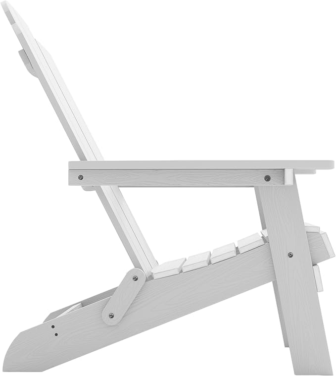 MXIMU Folding Adirondack Chair for Outdoor: Easy to Assemble and Comfortable Adirondack Chairs Set of 2 - All Weather Composite Plastic Chair for Outside Fire Pit Patio Lawn Garden Backyard Use(White)