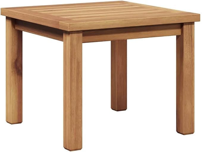 Modern Outdoor Coffee Table 17.72 inch Brown Solid Teak Wood Square Low Patio Accent Cocktail Table Easy Assembly Weather Resistant for Garden Balcony Small Spaces
