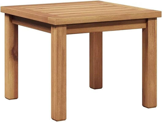 Modern Outdoor Coffee Table 17.72 inch Brown Solid Teak Wood Square Low Patio Accent Cocktail Table Easy Assembly Weather Resistant for Garden Balcony Small Spaces