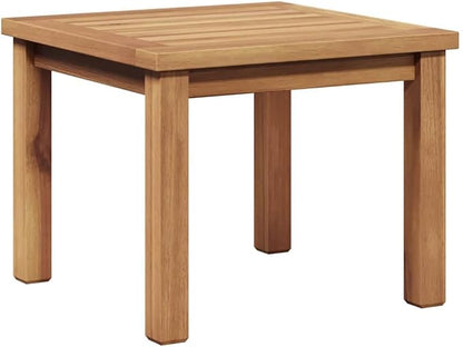 Solid Teak Wood Coffee Table, 17.72 x 17.72 x 14.17 in Modern Minimalist Outdoor Side Table for Patio, Garden, and Backyard Decor, Weather Resistant