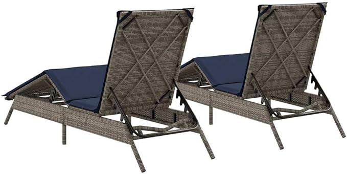 Patio Sun Lounger with Adjustable Backrest and Cushions, Outdoor Chaise Lounge Chair - Photo 6
