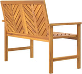 Solid Acacia Wood Garden Bench with Chevron Backrest for Outdoor Patio Seating - Photo 6