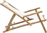 Deck Chair Bamboo and Canvas, Outdoor Patio Furniture, Balcony Chairs, Lounge Chairs, Beach Lounge Chair Outdoor - Photo 5