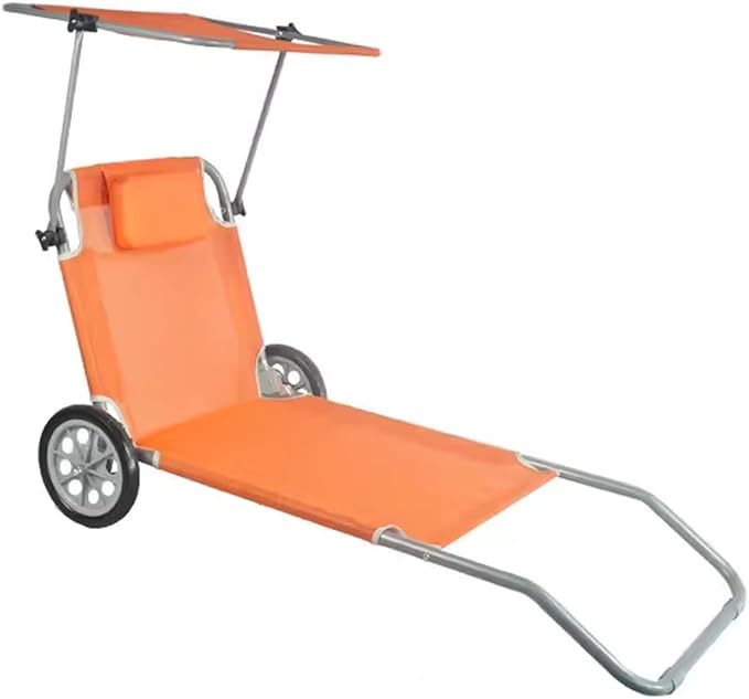 Beach Chair with Canopy Shade, Foldable, Easy to Move, Good Load Bearing, Fabric, Sun Chairs Loungers, for Patio, Beach - Photo 9