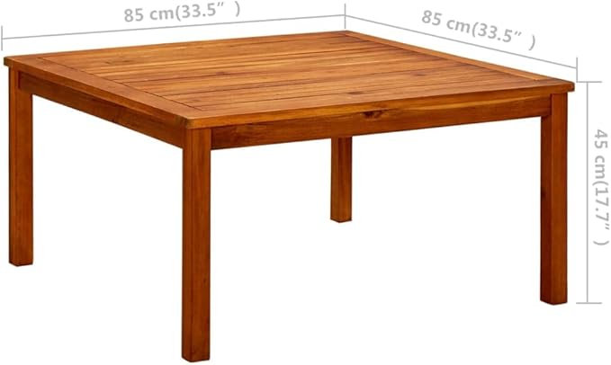 33.5in Solid Acacia Wood Square Coffee Table Oiled Brown Outdoor Patio Dining for Garden Balcony Small Deck Backyard Use - Photo 2