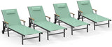 Ciokea Outdoor Lounge Chair with Pillow Set of 4, 5-Position Chaise Lounge with Wheels & Armrests - Photo 1