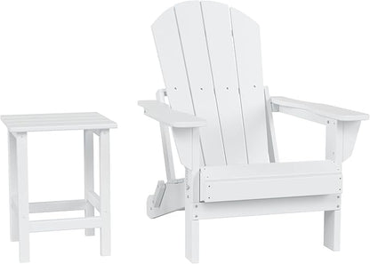 Costaelm Outdoor Table and Chairs, Small Patio Set Outdoor Seating, All Weather Porch Furniture Set Lounge Chairs for Outside Firepit Garden Lawn, White