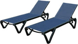 Domi Outdoor Lounge Chair Set of 2, Aluminum Patio Chaise Lounge with 5 Position Adjustable Backrest and Wheels - Photo 9
