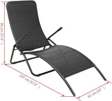 Black PE Rattan Sun Lounger, Powder-Coated Steel Frame, Adjustable Folding Chaise Lounge Chair for Outdoor Patio, Garden - Photo 2