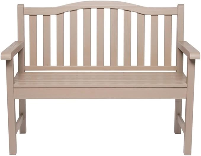 Pemberly Row Traditional Cedar Wood Patio Porch Garden Bench, Gray Finish, 36" H x 22" W x 44.75" D, Durable Kiln-Dried Wood, Low-Maintenance Outdoor or Indoor Seating for Porch, Patio, Backyard or