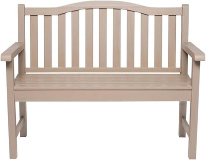 Pemberly Row Traditional Cedar Wood Patio Porch Garden Bench, Gray Finish, 36" H x 22" W x 44.75" D, Durable Kiln-Dried Wood, Low-Maintenance Outdoor or Indoor Seating for Porch, Patio, Backyard or
