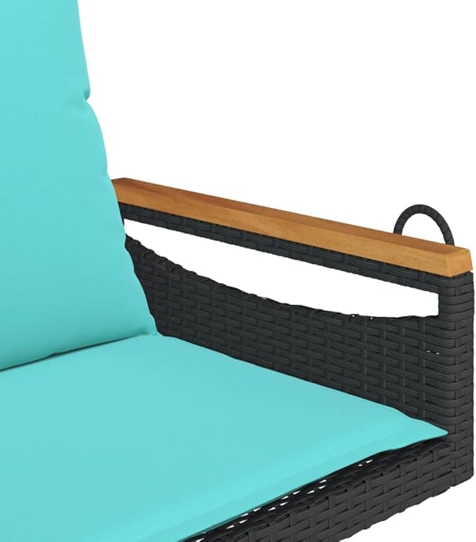 Patio Swing Bench Black Outdoor Garden Furniture with Plush Cushions, Sturdy and Comfy for Relaxing on Balcony - Photo 8