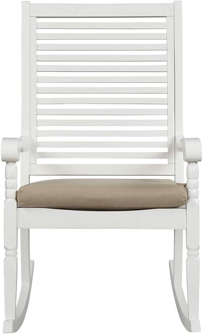 Pebble Lane Living All Weather Indoor/Outdoor Exclusive Elegant Hardwood Porch Rocking Rocker Chair : 34.25" L x 24.5" W x 42.25" H, White