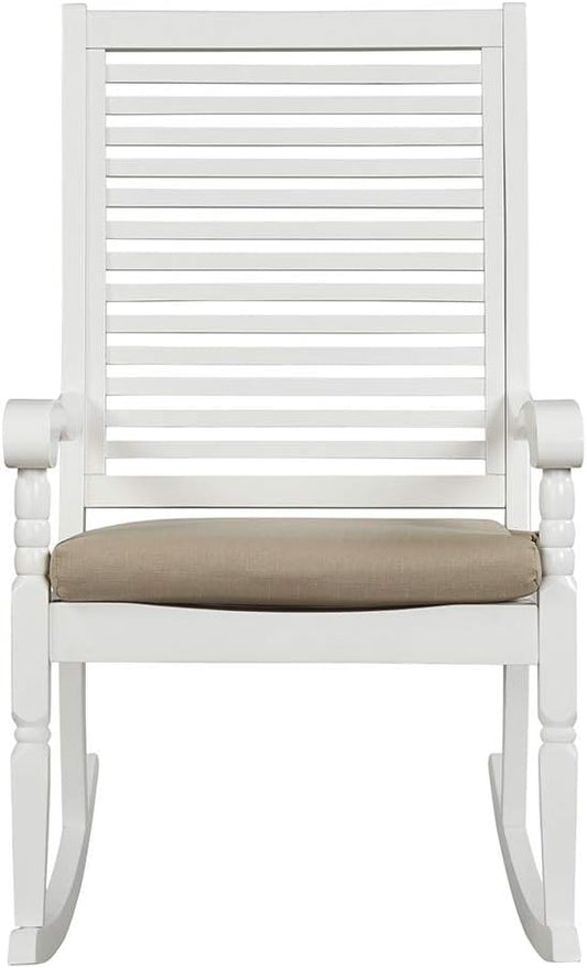 Pebble Lane Living All Weather Indoor/Outdoor Exclusive Elegant Hardwood Porch Rocking Rocker Chair : 34.25" L x 24.5" W x 42.25" H, White