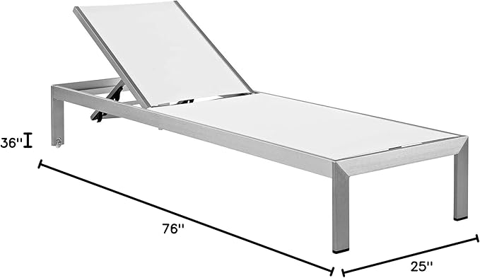 Modway Shore Aluminum Outdoor Patio Chaise Poolside Lounge Chair with Cushion in Silver Turquoise