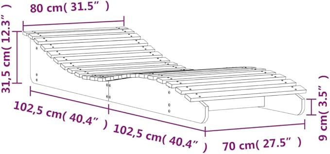 Full-Sized Foldable Sun Lounger for Patio and Pool, Solid Douglas Fir Wood with Adjustable Backrest - Photo 2