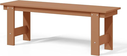 WestinTrends Ashore Outdoor HDPE 48" Modern Backless Patio Bench, Teak