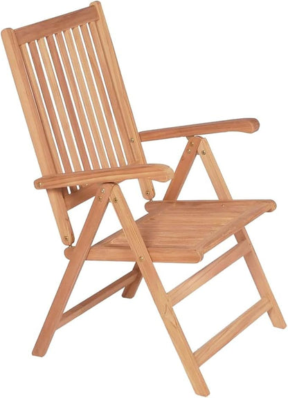 Folding Teak Chairs Set of 4, 28.1x22.4x42.9 in Outdoor Patio Reclining Lounge for Garden Dining, Weather-Ready Reclinable Sun Lounger for Deck Balcony Backyard