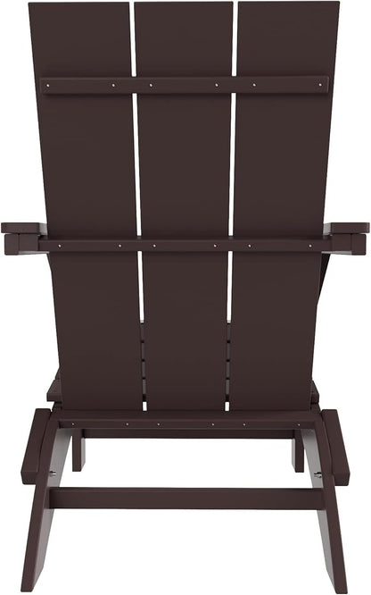 WO Home Furniture HDPE Adirondack Chair Folding Poly Lumber All Weather UV/Fade Resistant Heavy Duty for Patio, Backyard, Balcony, Garden, Lawn (Dark Brown)…