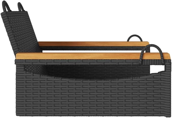 Black Mini Patio Swing Chair Made of UV-Resistant Poly Rattan, 24.4 x 24.8 x 15.7 cm Modern Single Seat for Garden, Balcony, Entryway or Small Front Porch