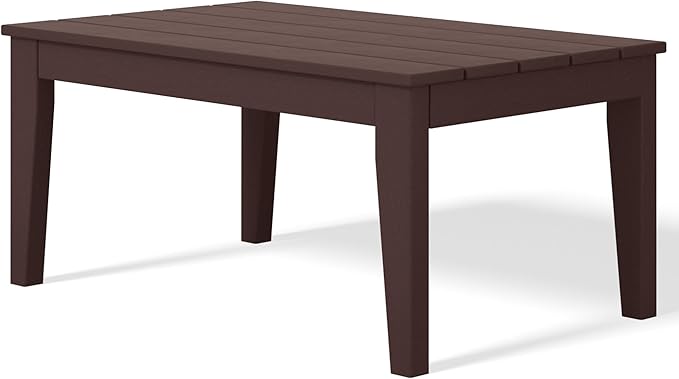 Costaelm Adirondack Outdoor Coffee Table, HDPE Drink Table Weather Resistant, Patio Porch Accent Balcony Table Outdoor End Table for Pool, Seaside, Backyard, Dark Brown