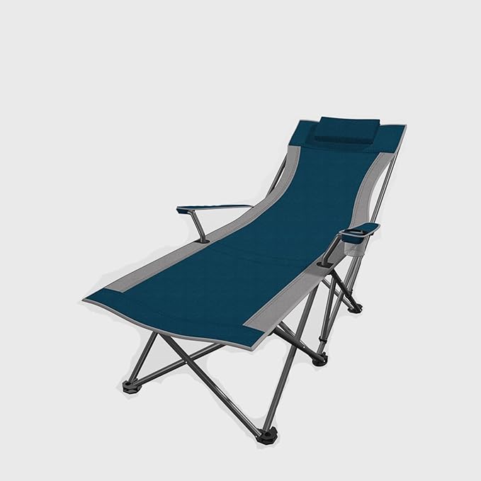 ZIRIA Outdoor Foldable Simple Camping Lounge Chair, Multifunctional Office Single Lunch Break Lounge Chair, Portable Garden Leisure Lounge Chair, Reinforced Bracket, Turning Over Without Noise