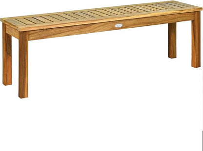 Tangkula 52 Inches Acacia Wood Outdoor Bench, Wood Bench for Dining Room Entryway Poolside Garden, Patio Backless Dining Bench with Slatted Seat, Ideal for Outdoors & Indoors