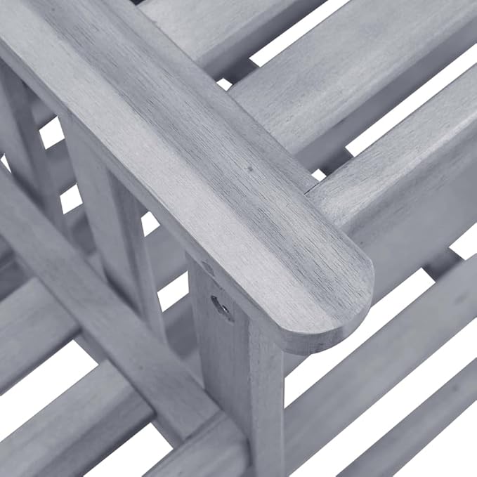 vidaXL Solid Acacia Wood Patio Chair Set with Tea Table and Cushions - Gray/Cream