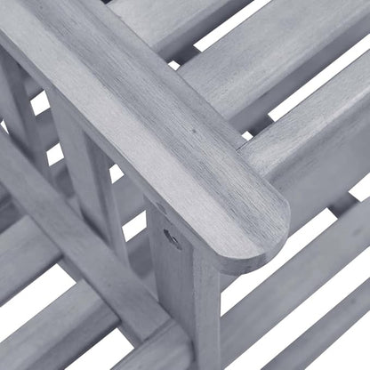 vidaXL Patio Chair Outdoor Chair with Tea Table and Cushions, Acacia Wood, Garden, Patio, Gray/Green, 62.6"x24"x36.2"