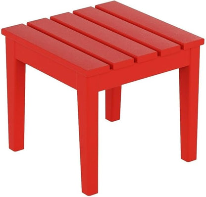 Costaelm Small Outdoor Side Table, Patio End Table Weather Resistant Outdoor Coffee Table, Square Conversation Table for Indoor, Porch, Balcony, Garden, Poolside, Deck, Red