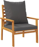 2-Pack Outdoor Sofa Chairs Acacia Wood Patio Couch with Grey Cushions 25.6x26.8x31.9 in Modern Loveseat Style for Patio - Photo 2