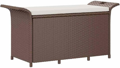 Garden Bench Brown Polyethylene Rattan Outdoor Seating Patio Bench for Balcony Garden 45.7 x 18.1 x 22.4 in