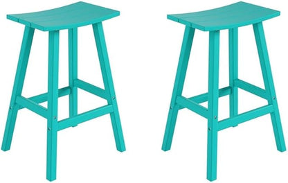 Costaelm All-Weather Bar Stools Set of 2, 29" Height Outdoor Bar Stools, Adirondack Poly Patio Bar Stool for Patio, Deck, Kitchen Counter and Garden, Turquoise