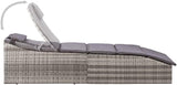 Outdoor Chaise Lounge Folding Grey Rattan Recliner 24.4 x 75.6 x 37.4 in Weather-Resistant Sun Lounger with Dark Grey - Photo 3