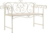 Patio Bench 52 Inch Metal Garden Bench Antique White Weather Resistant Outdoor Furniture for Patio Backyard Porch Decor - Photo 1