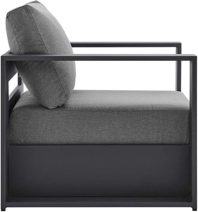 Modway Tahoe Aluminum Outdoor Patio Armchair in Gray Charcoal