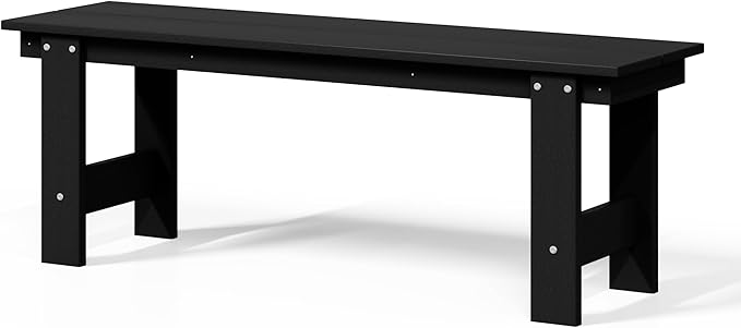 WestinTrends Ashore Outdoor HDPE 48" Modern Backless Patio Bench, Black