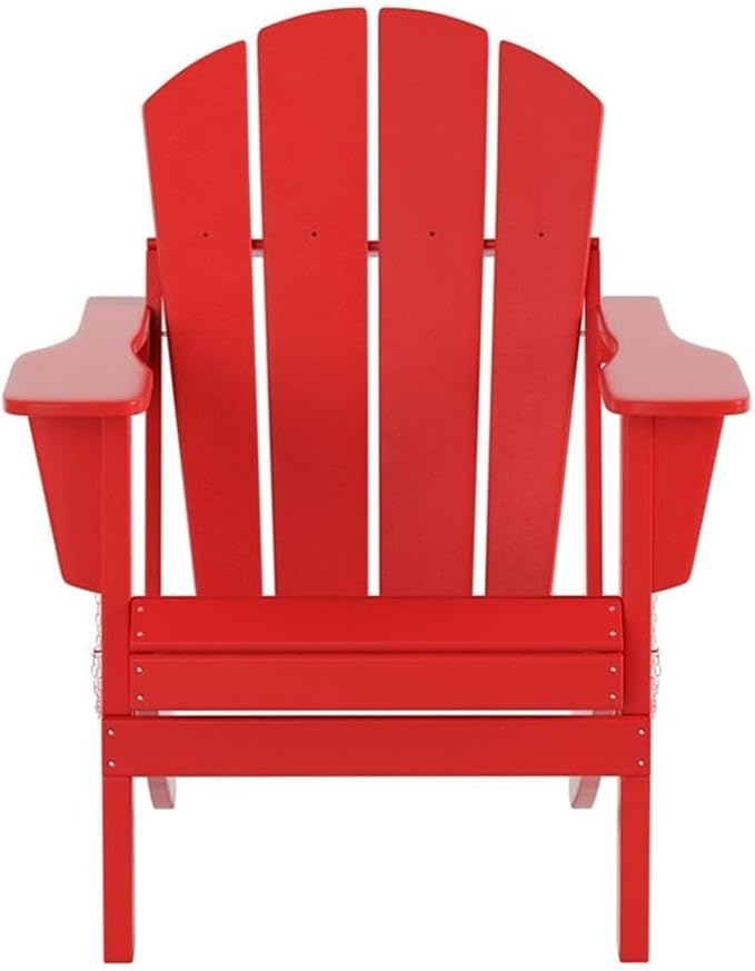 Costaelm Outdoor Folding Chair, Outdoor Seating Folding Firepit Chairs, All Weather Poly Adirondack Chair for Deck Backyard Garden Lawn Pool Patio, Red