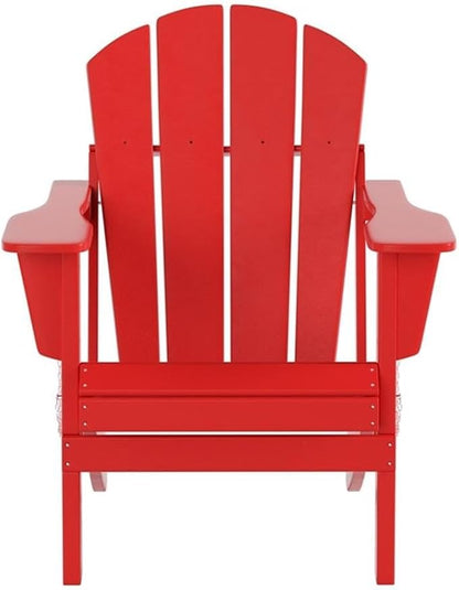 Costaelm Outdoor Folding Chair, Outdoor Seating Folding Firepit Chairs, All Weather Poly Adirondack Chair for Deck Backyard Garden Lawn Pool Patio, Red