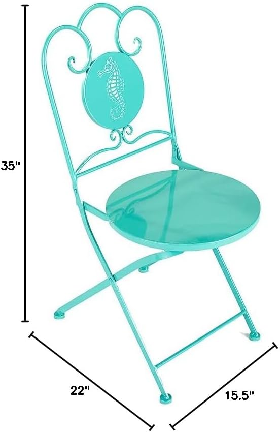 The Lakeside Collection Foldable Metal Icon Tables or Chairs - Seahorse Chair