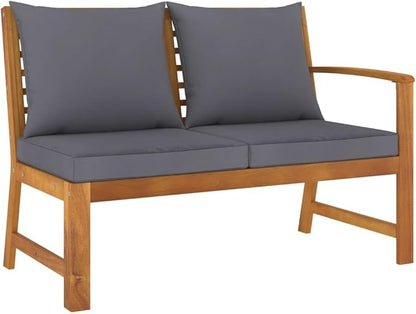 Garden Bench Dark Grey Solid Acacia Wood 45.1 in Durable Outdoor Sofa