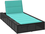 Large Black Poly Rattan Outdoor Chaise Lounge 82.7 x 39.4 in Adjustable Backrest No-Assembly Sunbed for Patio Poolside - Photo 1