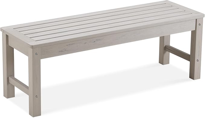 Psilvam Outdoor Bench, Two Person Poly Lumber Porch Bench, Weatherproof Garden Bench That Never Rot and Fade - Photo 1