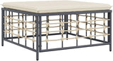 Outdoor Garden Footstool, Square Poly Rattan Patio Ottoman with Comfortable Cushion - Photo 3
