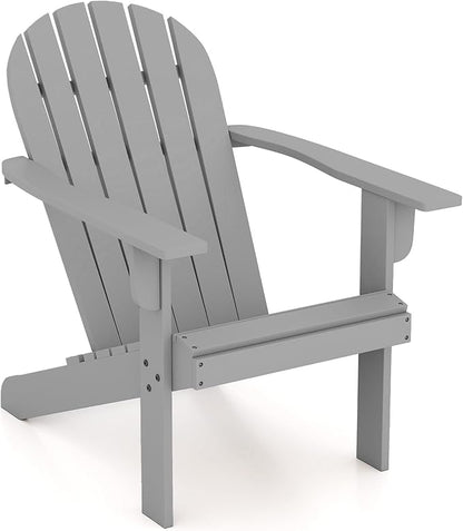 Giantex Acacia Wood Adirondack Chair - Outdoor Fire Pit Chair with 105° Inclined Seat, High Backrest, 4" Wide Armrests, Patio Lounge Chair for Outside, Lawn, Backyard, Garden, Deck, Porch (1, Grey)