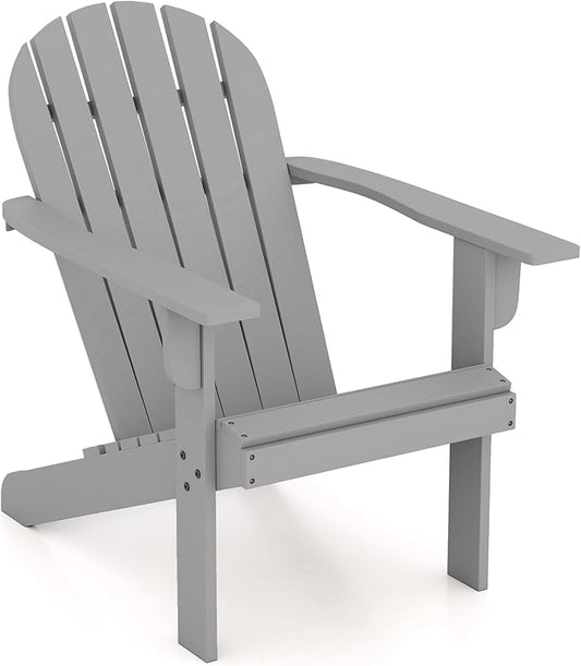 Giantex Acacia Wood Adirondack Chair - Outdoor Fire Pit Chair with 105° Inclined Seat, High Backrest, 4" Wide Armrests, Patio Lounge Chair for Outside, Lawn, Backyard, Garden, Deck, Porch (1, Grey)