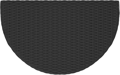 Modern Rectangular Garden Table Black Poly Rattan Medium Durable Outdoor Indoor Table with Powder-Coated Steel Frame Weather-Resistant for Patio Dining