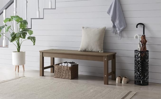 Psilvam Knight Bench, Two Person Outdoor Poly Lumber Patio Backless Bench - Photo 2